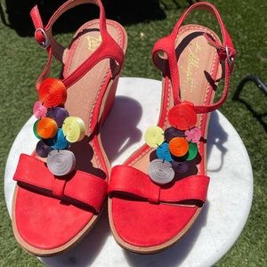 Anthropologie Miss Albright red wedges